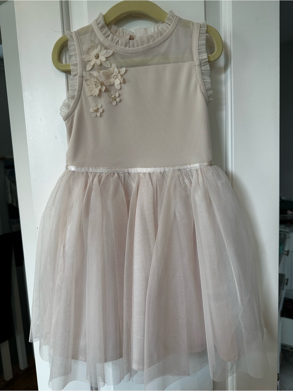 Cat & Jack Cream Floral Tulle Party Dress
